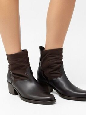 * Vintage Arnold Churgin Brown Leather Western Ankle Boots Size 5.5/ 35.5
